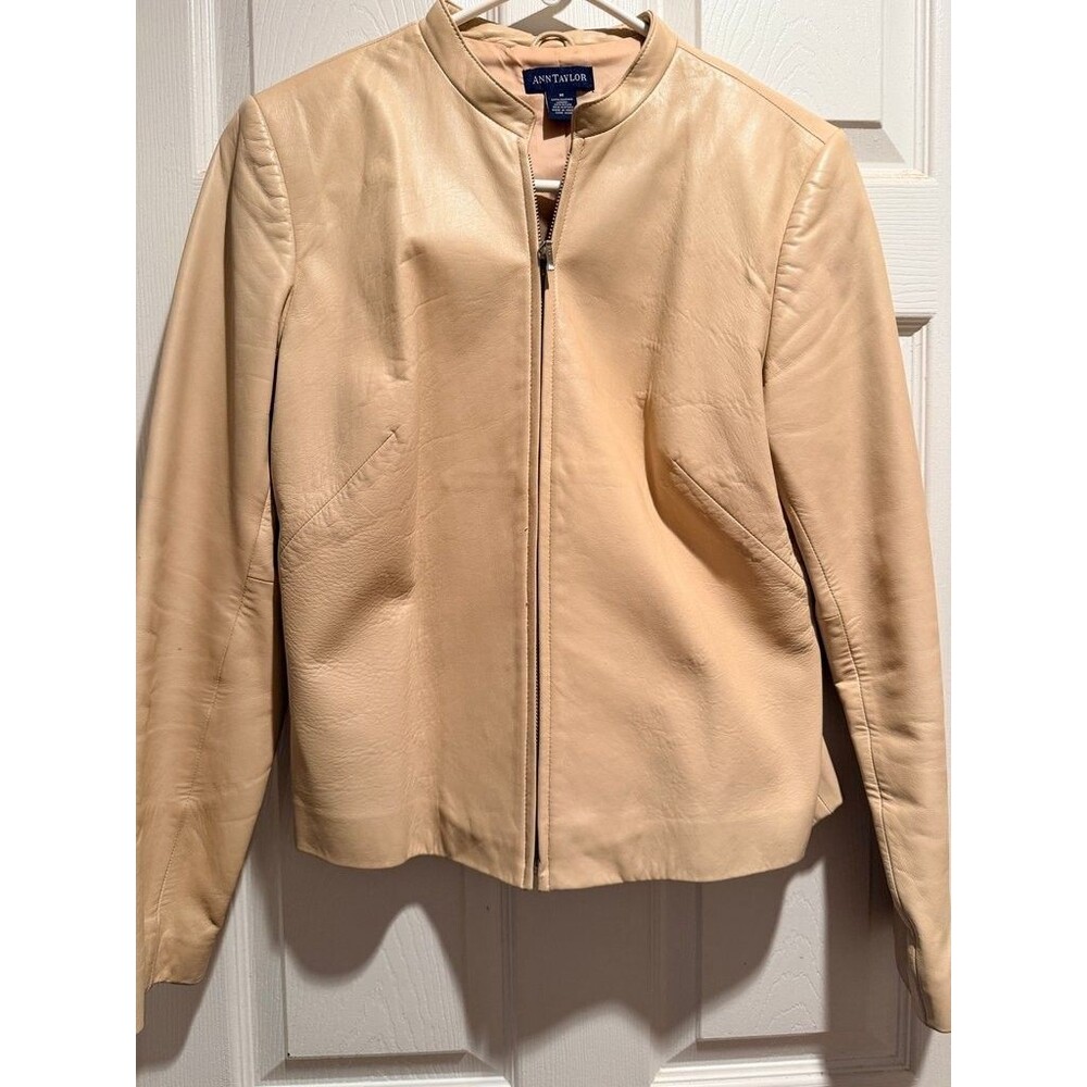 Ann Taylor Women's Leather Jacket - Size M